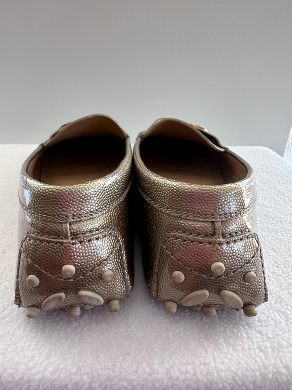 Salvatore Ferragamo Metallic Gold Gancini Leather Loafers - Picture 4 of 5